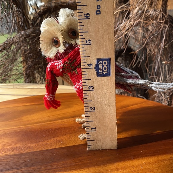 Pottery Barn Sisal, Pinecone and Twig Holiday Owl with Scarf and Burlap body 🦉 - Picture 13 of 16